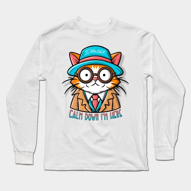 Funyy cat in a hat and glasses with tie. Long Sleeve T-Shirt by ilhnklv